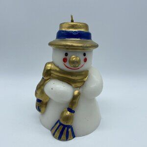 Vintage Christmas Candle Snowman 5 Inches Tall Winter Holiday Decor Charm
